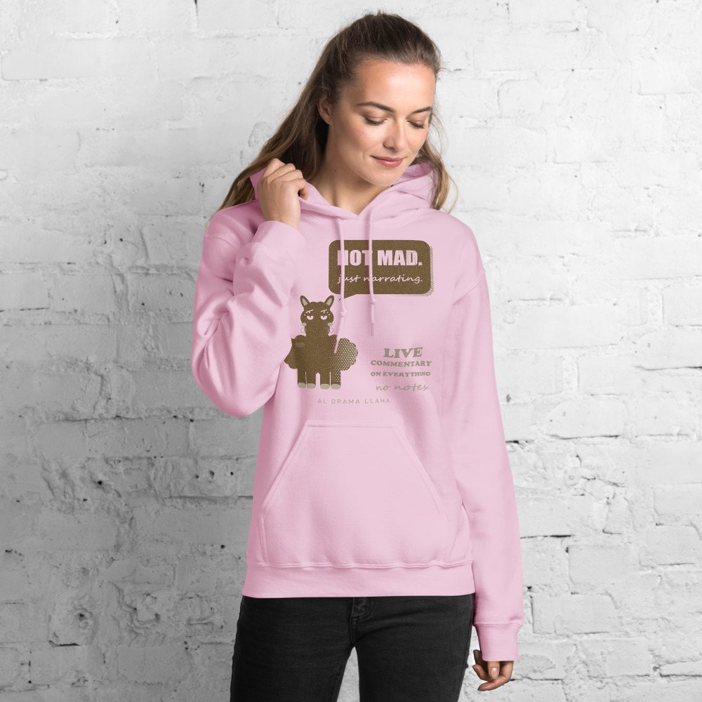 Al Drama Llama Not Mad Just Narrating Llama Dept. Hoodie in Light Pink