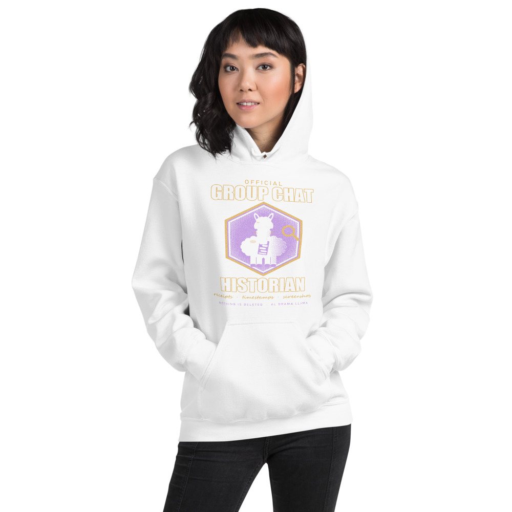 Al Drama Llama Group Chat Historian Patch Llama Dept. Hoodie Front