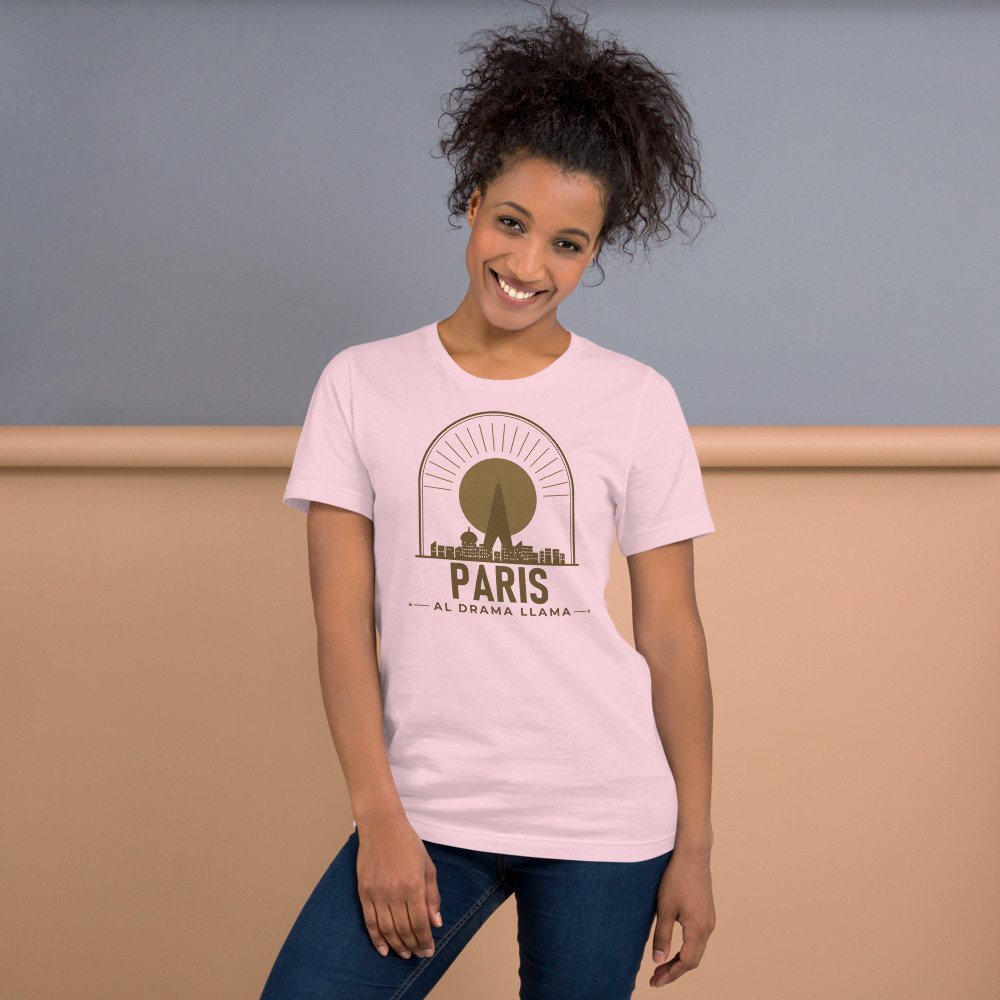 Al Drama Llama Paris Skyline Tee in Soft Pink