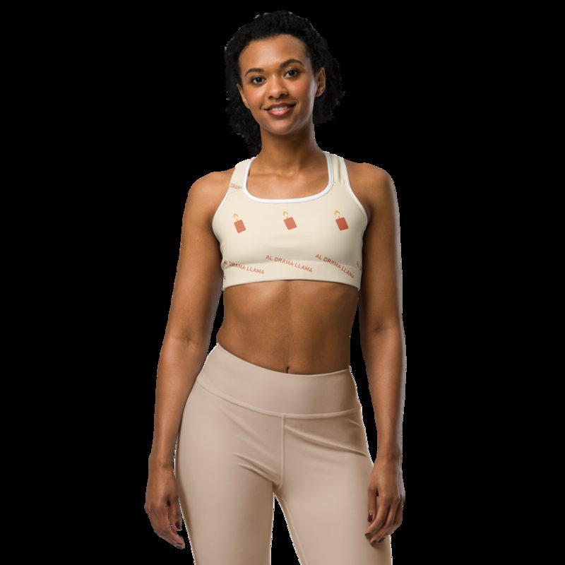 Al Drama Llama Candles Sports Bra in White
