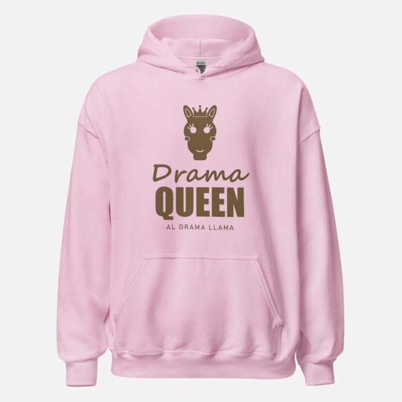 Al Drama Llama Drama Queen (crowned llama) Drama Hoodie in Light Pink