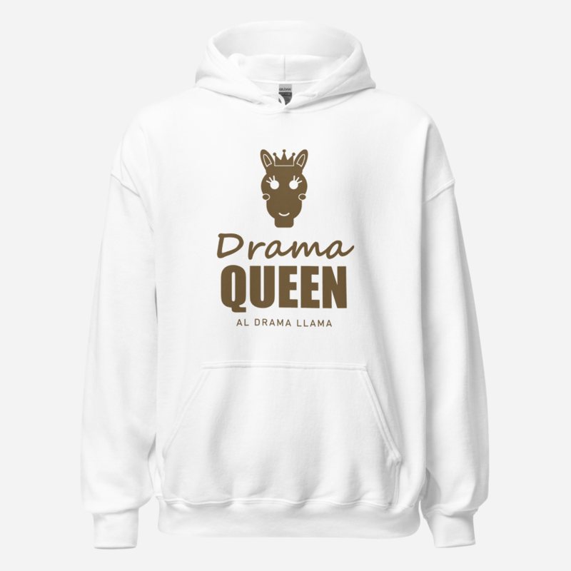 Al Drama Llama Drama Queen (crowned llama) Drama Hoodie White