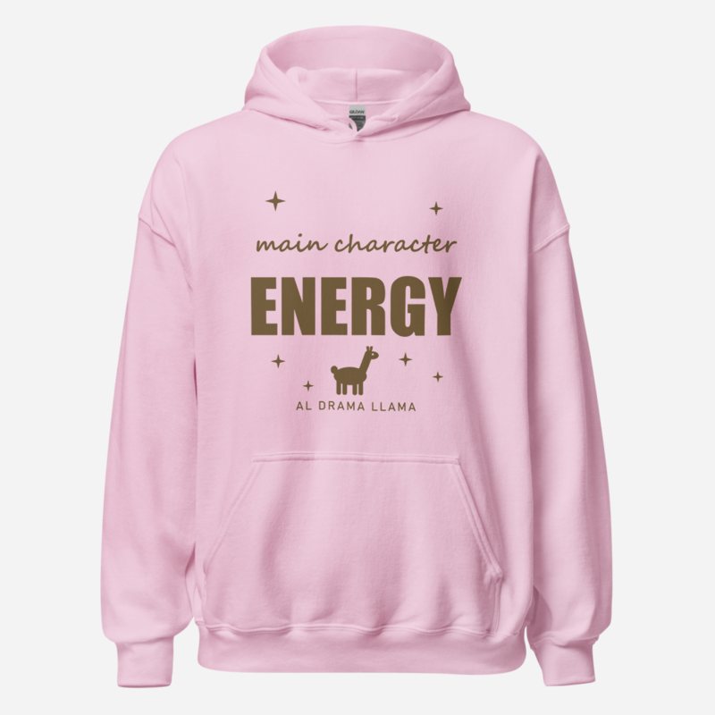Al Drama Llama Main Character Energy Drama Hoodie in Light Pink