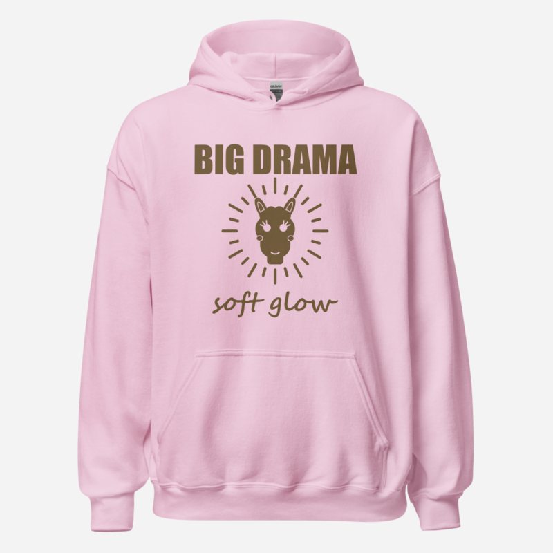 Al Drama Llama Big Drama, Soft Glow Drama Hoodie in Light Pink