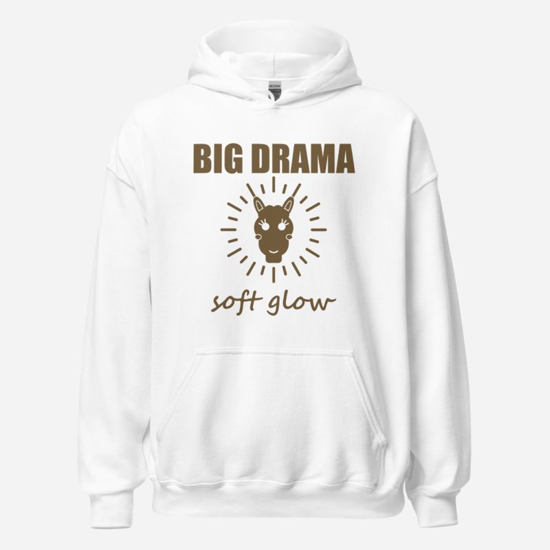 Al Drama Llama Big Drama, Soft Glow Drama Hoodie White
