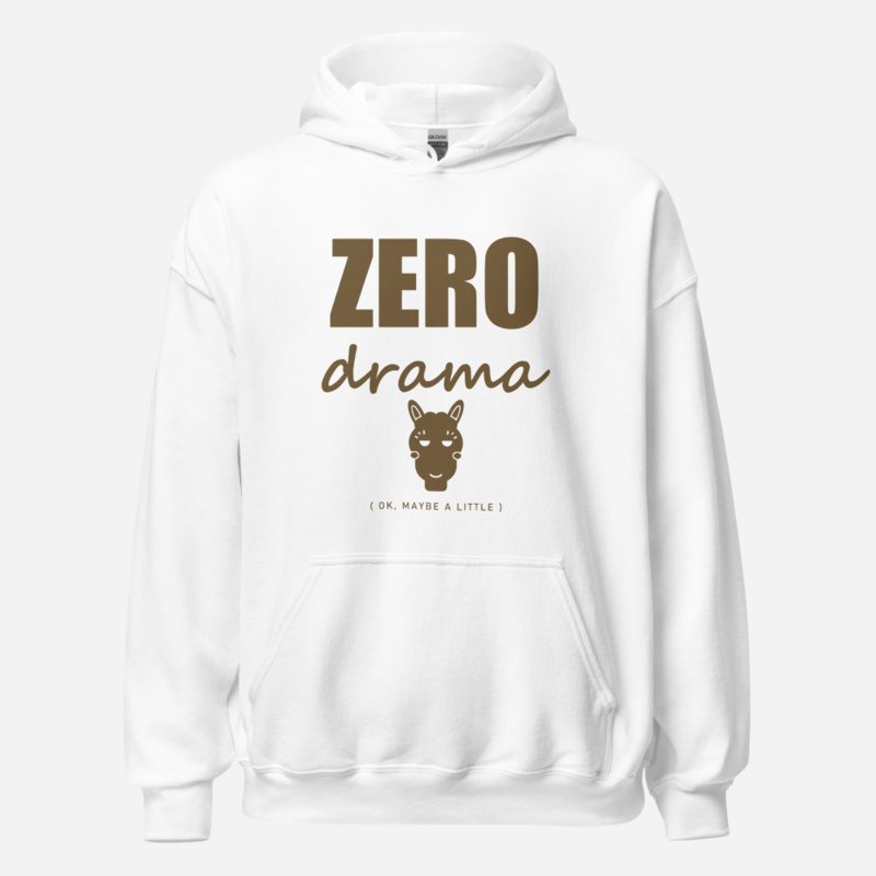 Al Drama Llama Zero Drama (ironic) Drama Hoodie White