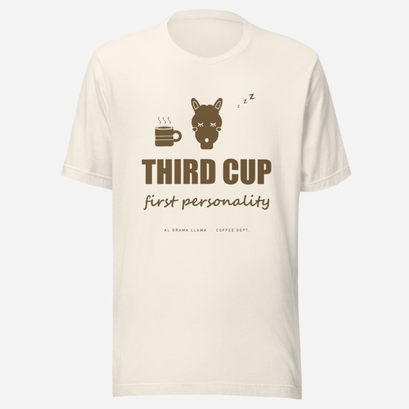 Al Drama Llama Third Cup, First Personality Comic Relief Tee Vintage White