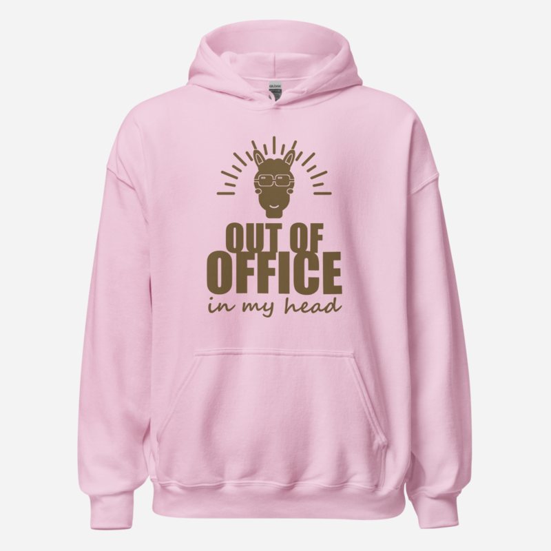 Al Drama Llama Out Of Office, In My Head Comic Relief Hoodie in Light Pink
