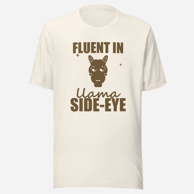 Al Drama Llama Fluent In Llama Side-Eye Comic Relief Tee Vintage White