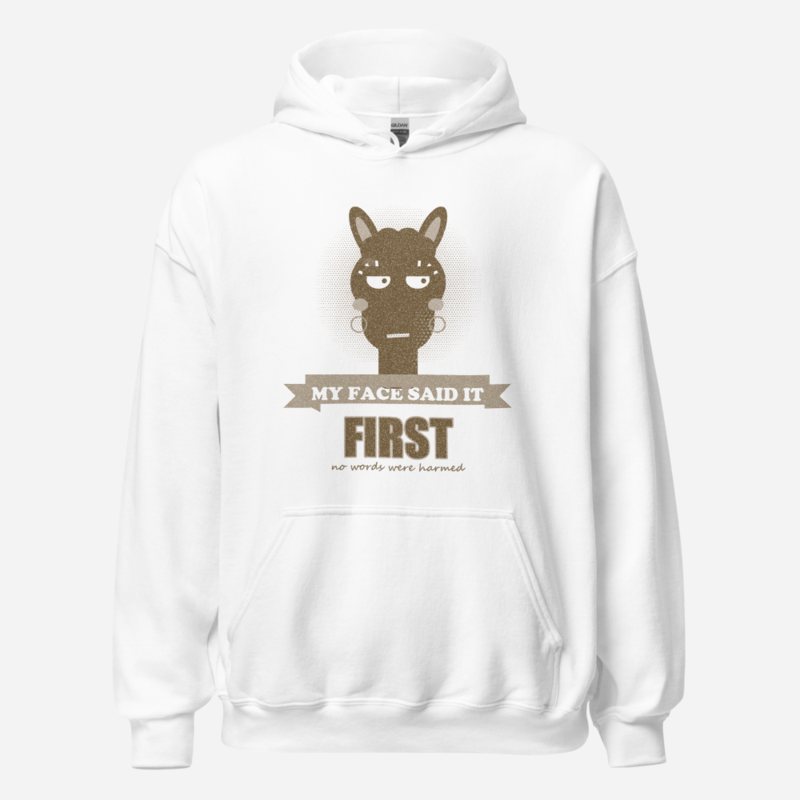 Al Drama Llama My Face Said It First Llama Dept. Hoodie in White
