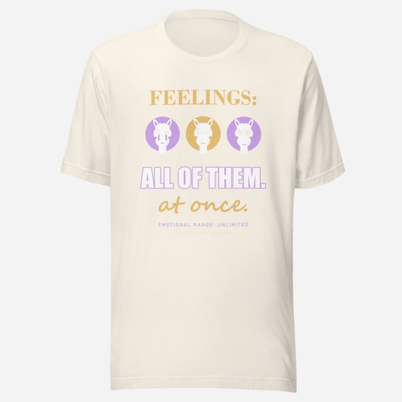 Al Drama Llama Feelings All Of Them Llama Dept. Tee Vintage White