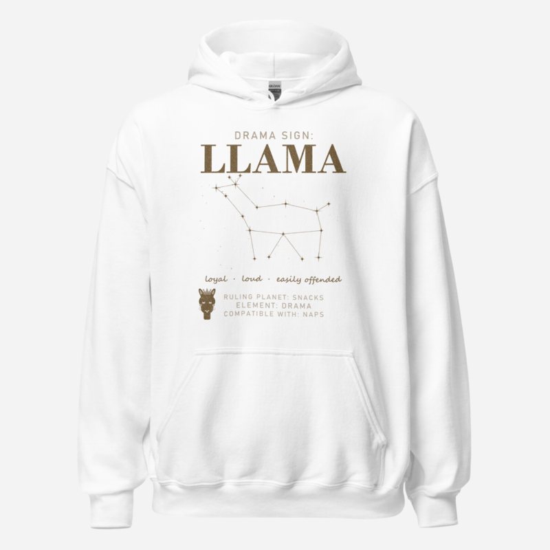Al Drama Llama Drama Sign Llama Constellation Llama Dept. Hoodie in White