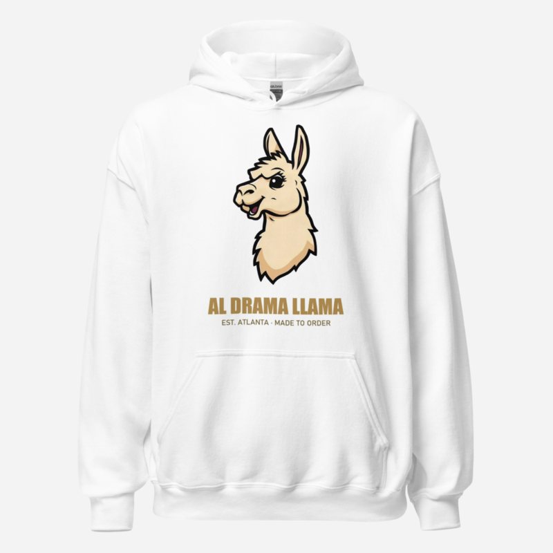 Al Drama Llama Real Logo Llama Dept. Hoodie White