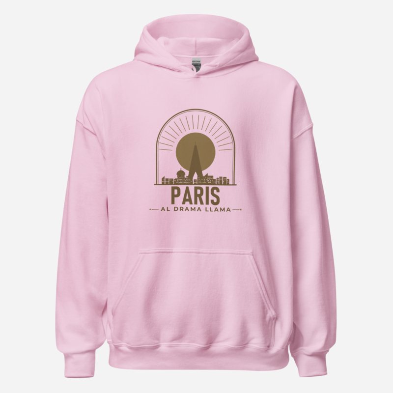 Al Drama Llama Paris Skyline Hoodie in Light Pink