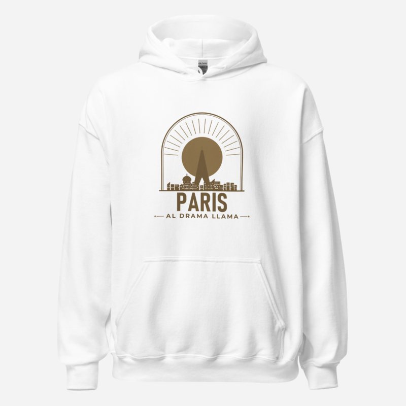 Al Drama Llama Paris Skyline Hoodie White