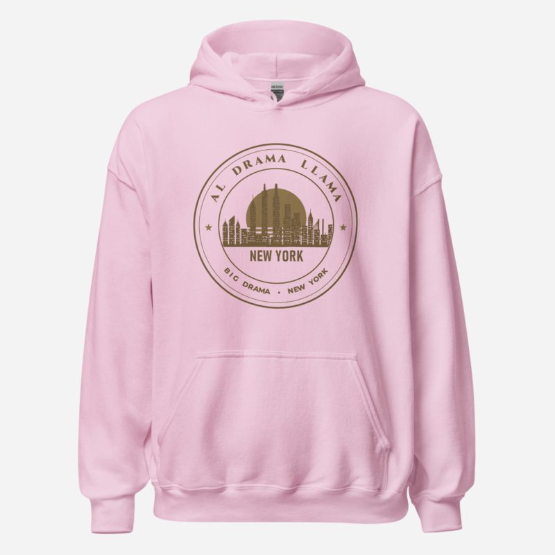 Al Drama Llama New York Crest Hoodie in Light Pink