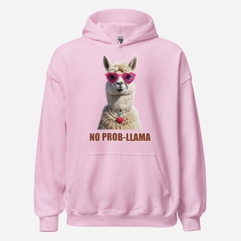 Al Drama Llama No Prob-Llama Pearls Hoodie in Light Pink