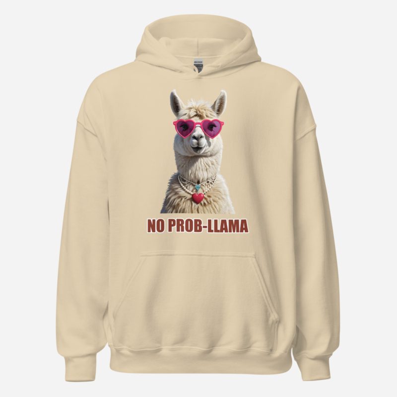 Al Drama Llama No Prob-Llama Pearls Hoodie in Sand