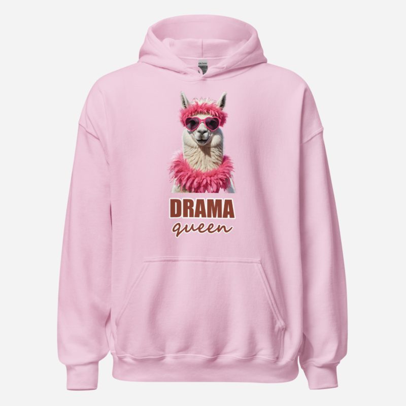 Al Drama Llama Drama Queen Boa Hoodie in Light Pink