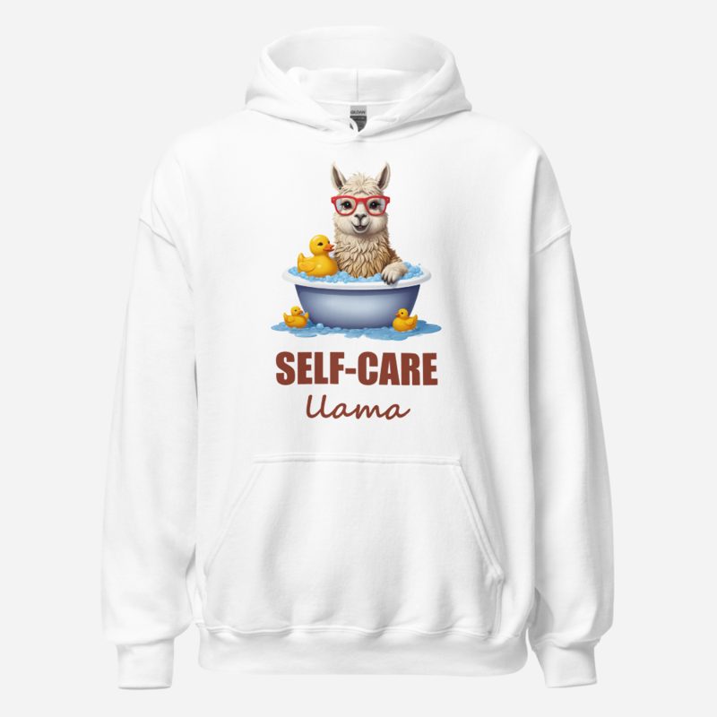 Al Drama Llama Self-Care Llama Bath Hoodie White