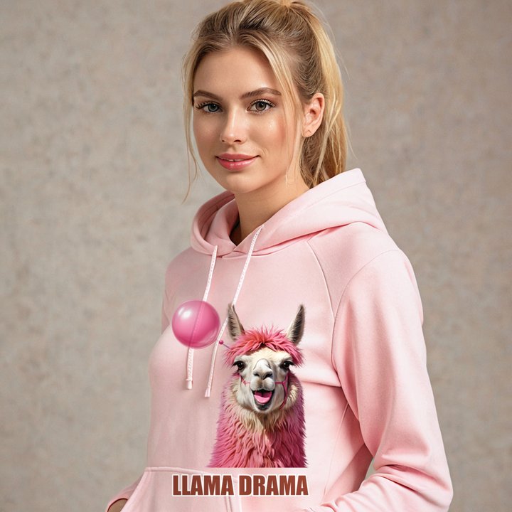 Al Drama Llama Llama Drama Bubblegum Hoodie in Light Pink