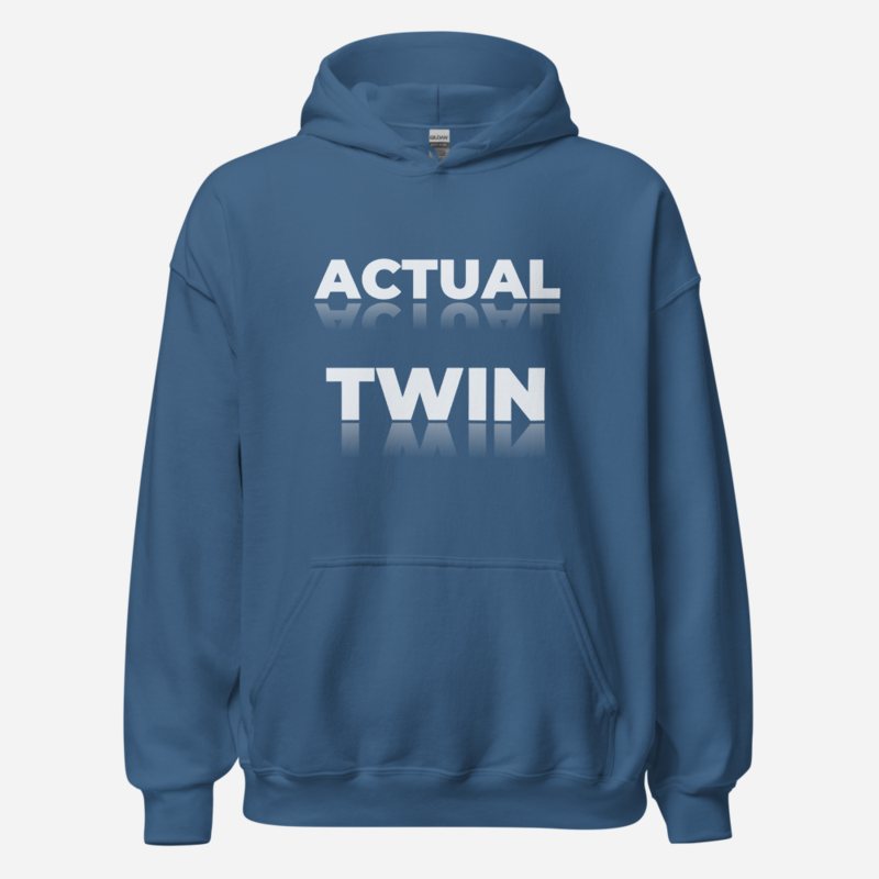 Actual Twin Mirror Logo Hoodie in Indigo Blue