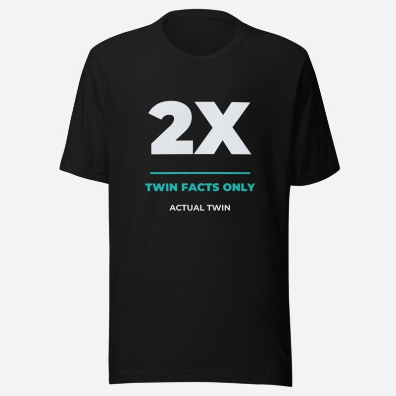 Actual Twin Twin Facts Only Tee in Black