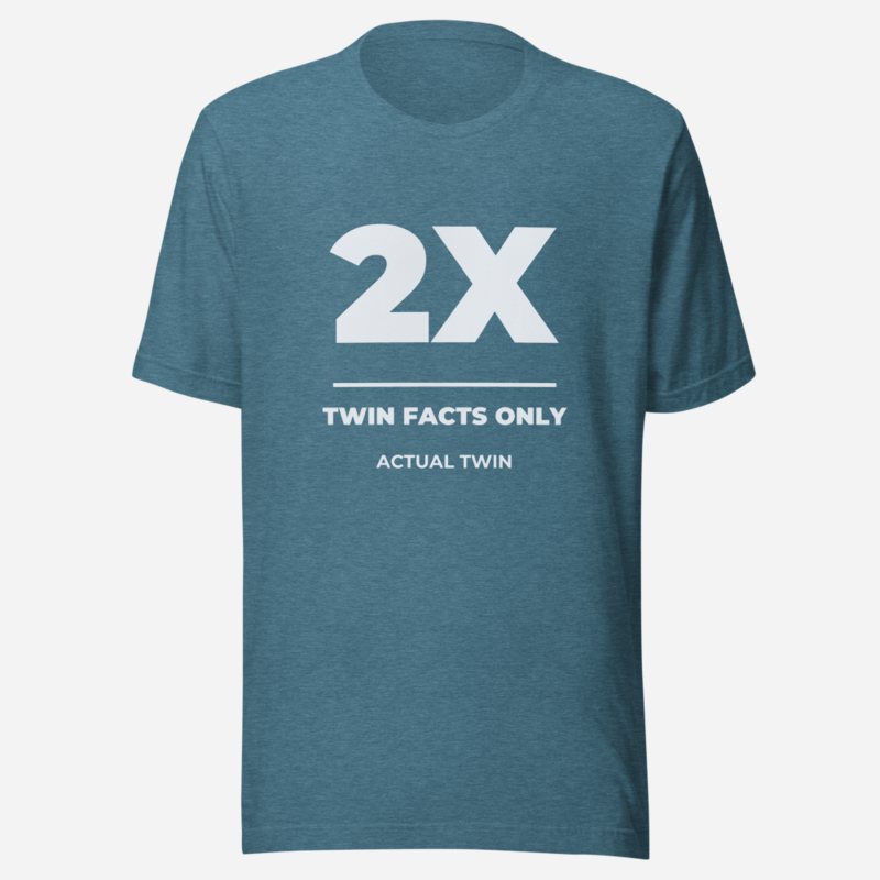 Actual Twin Twin Facts Only Tee in Heather Deep Teal