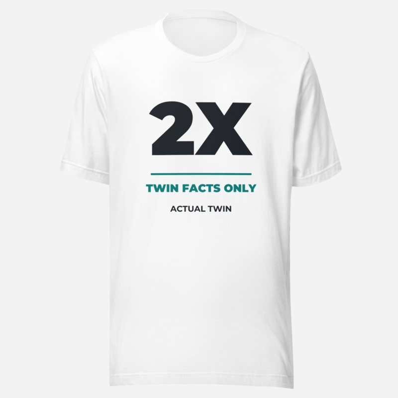 Actual Twin Twin Facts Only Tee in White
