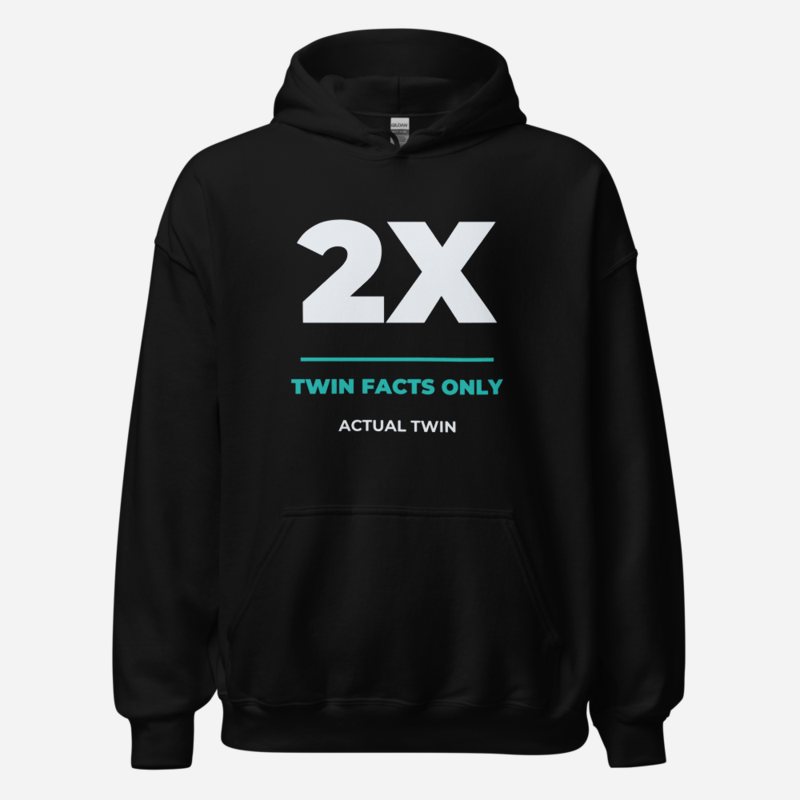 Actual Twin Twin Facts Only Hoodie in Black