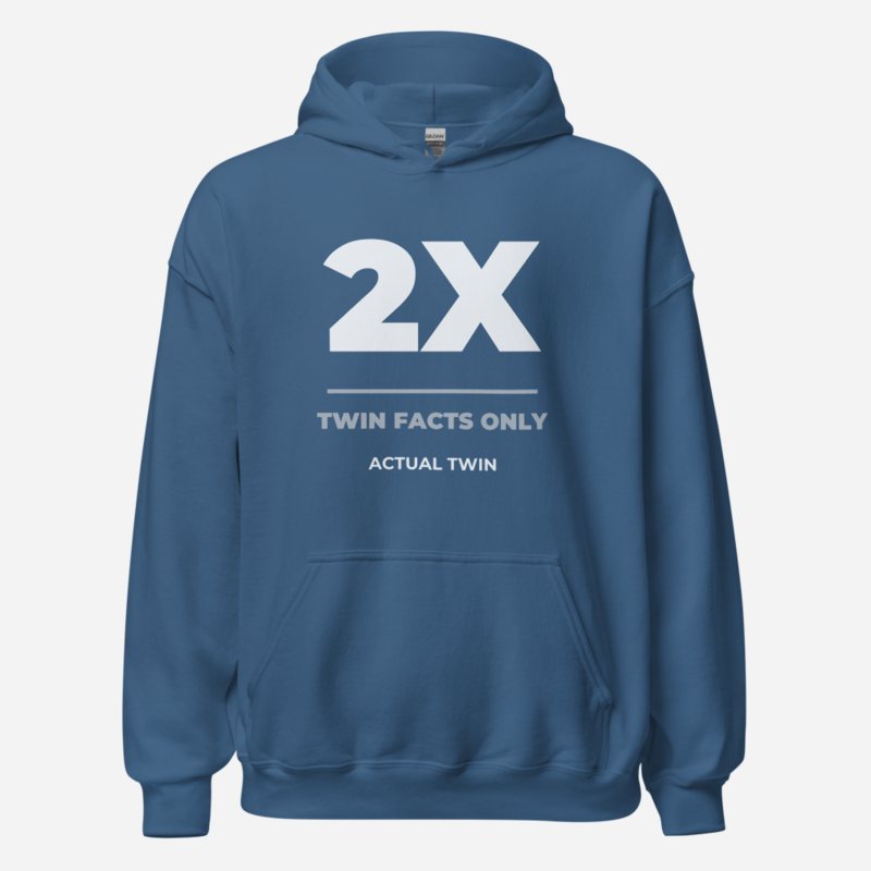 Actual Twin Twin Facts Only Hoodie in Indigo Blue