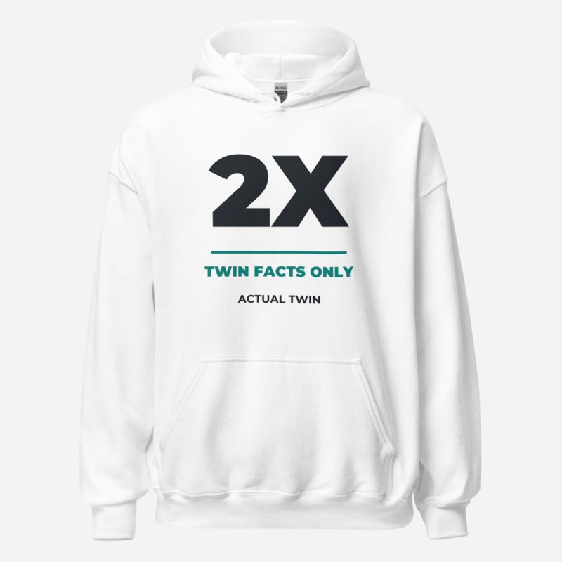 Actual Twin Twin Facts Only Hoodie in White
