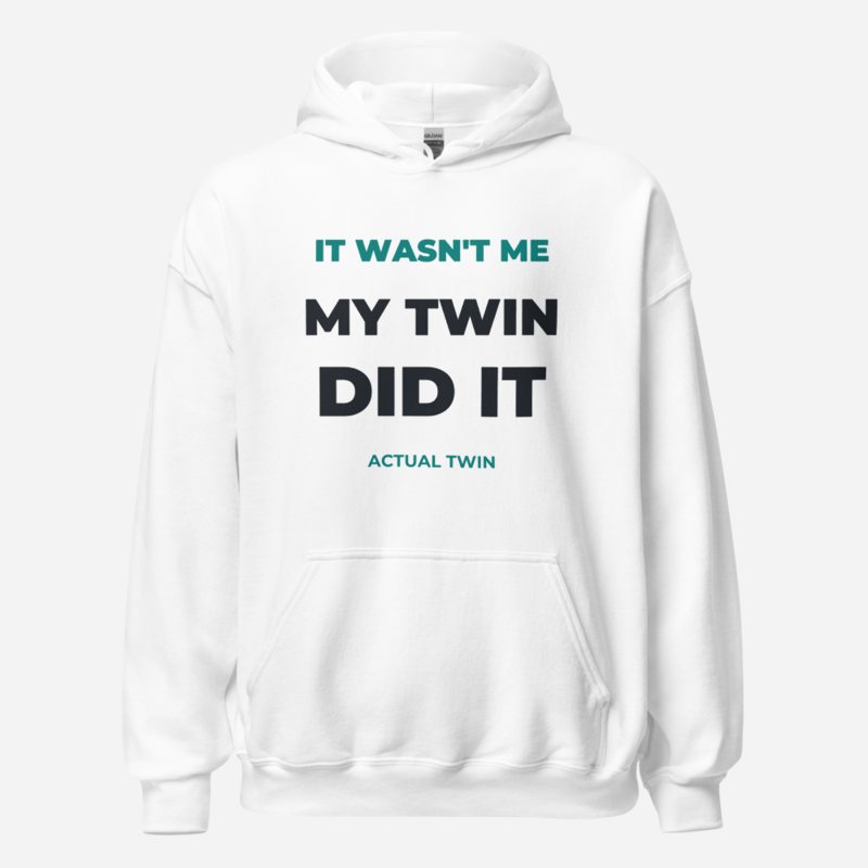 Actual Twin My Twin Did It Hoodie in White