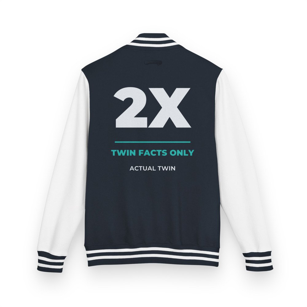 Actual Twin Twin Facts Only Varsity Jacket Oxford Navy/Arctic White
