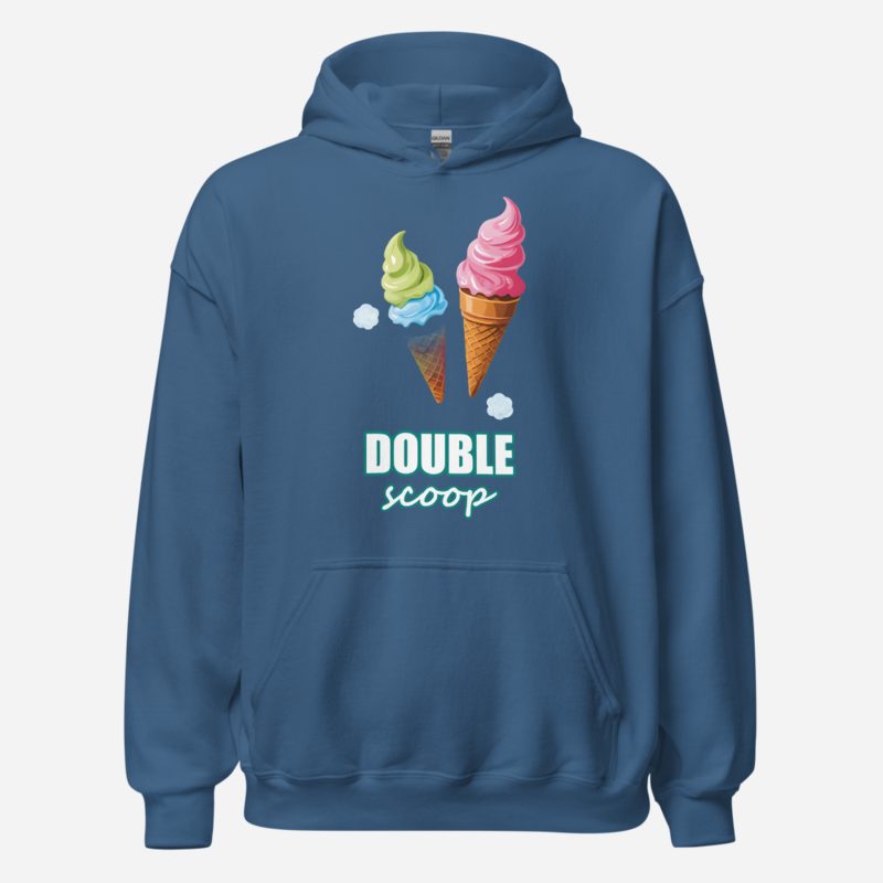 Actual Twin Double Scoop Ice Cream Hoodie in Indigo Blue