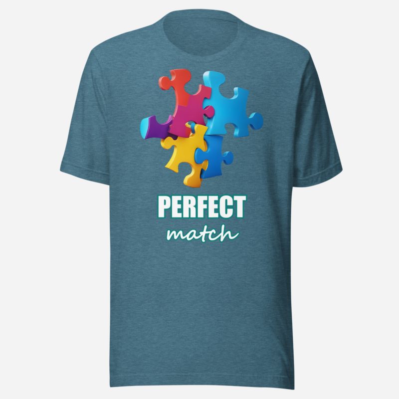 Actual Twin Perfect Match Puzzle Tee in Heather Deep Teal