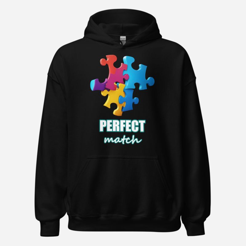 Actual Twin Perfect Match Puzzle Hoodie in Black