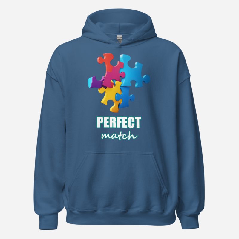 Actual Twin Perfect Match Puzzle Hoodie in Indigo Blue