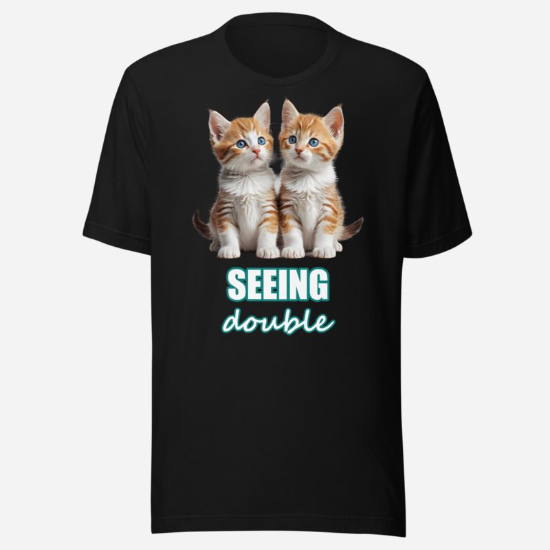 Actual Twin Seeing Double Twin Cats Tee in Black
