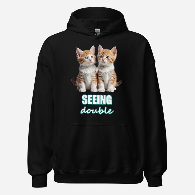 Actual Twin Seeing Double Twin Cats Hoodie in Black