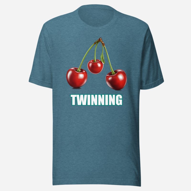 Actual Twin Twinning Twin Cherries Tee in Heather Deep Teal