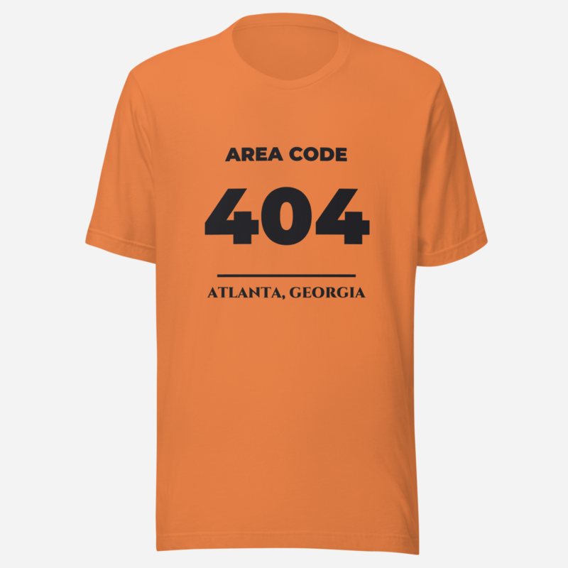 ATL Quality Area Code 404 Tee in Burnt Orange