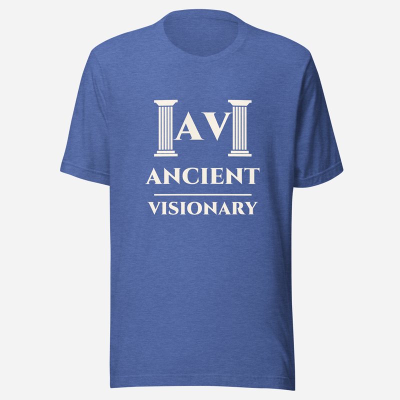 Ancient Visionary Twin Columns Logo Tee in Heather True Royal
