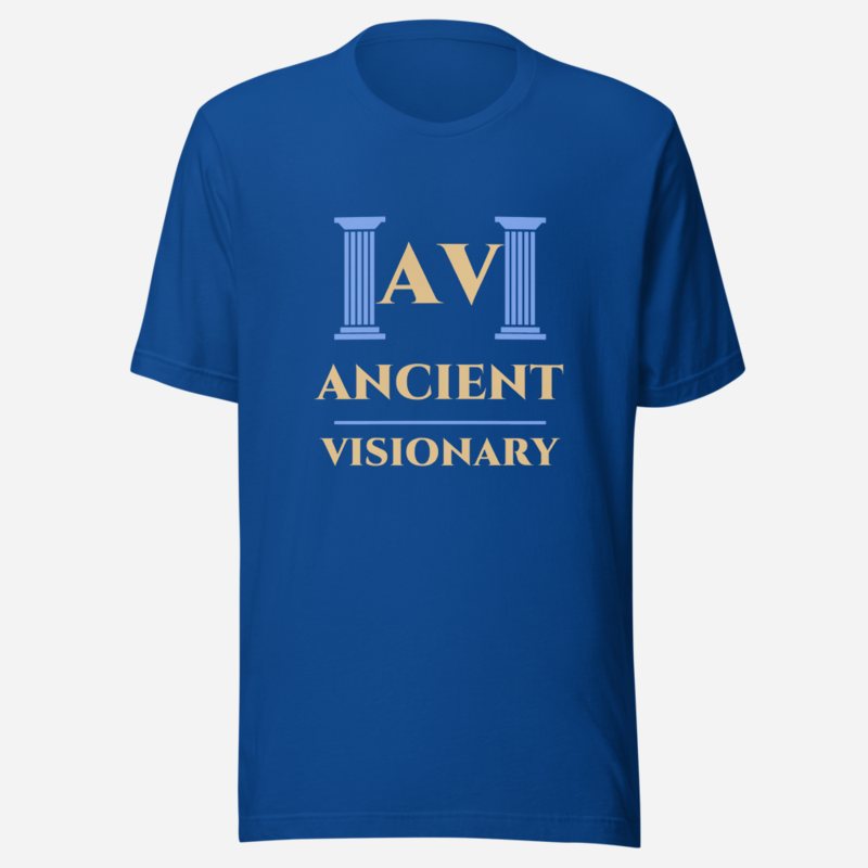 Ancient Visionary Twin Columns Logo Tee True Royal