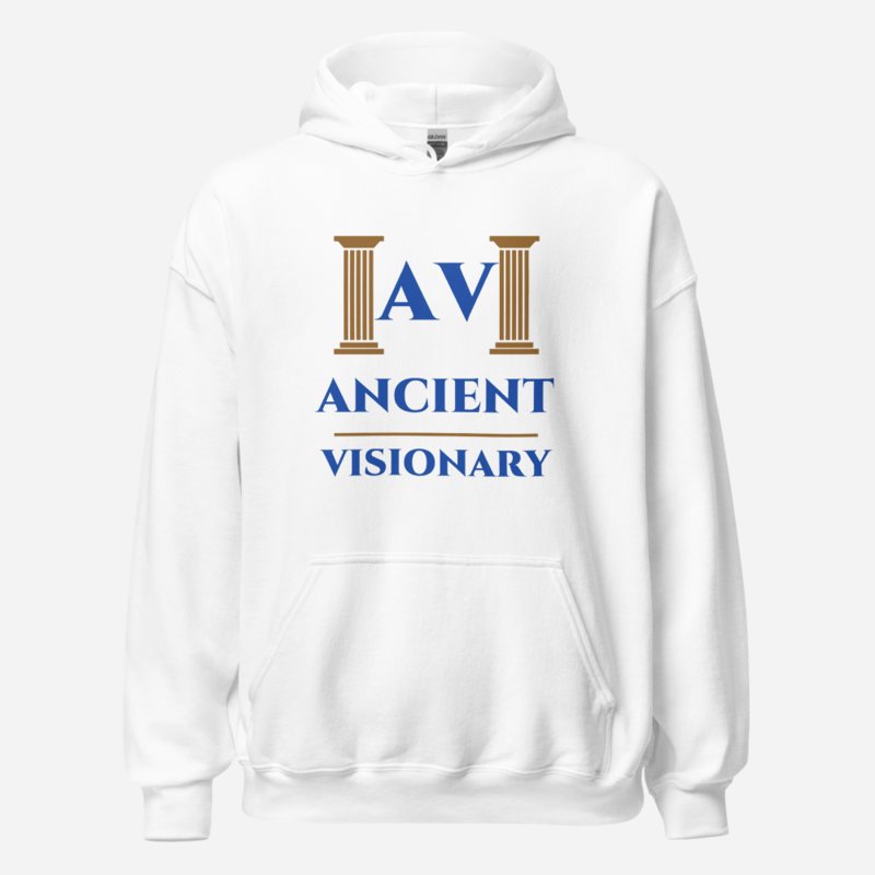 Ancient Visionary Twin Columns Logo Hoodie in White