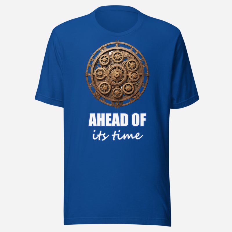Ancient Visionary Ahead Of Its Time Gears Tee in True Royal