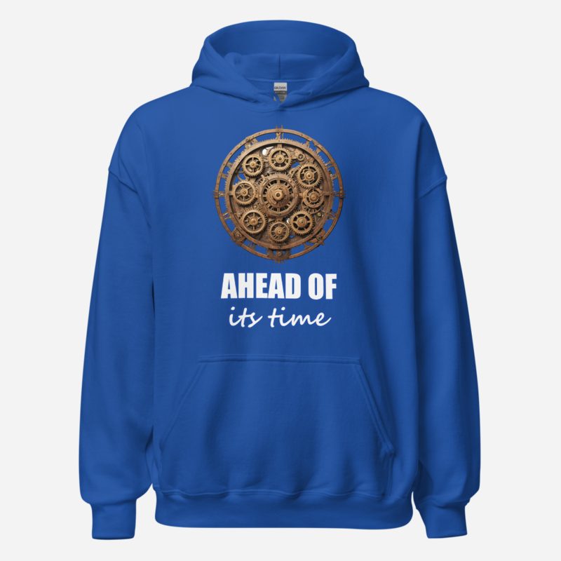 Ancient Visionary Ahead Of Its Time Gears Hoodie in Royal