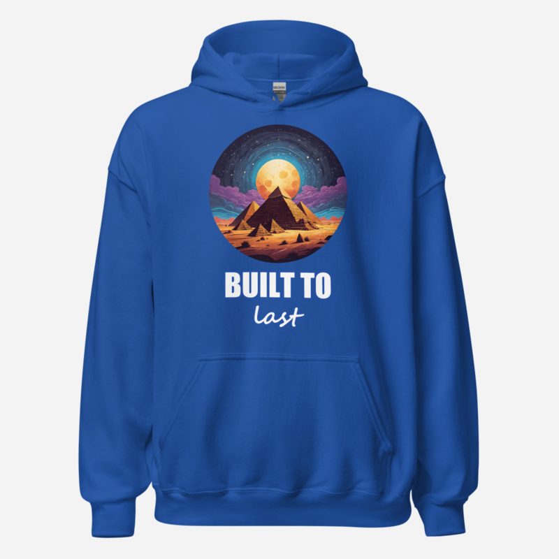 Ancient Visionary Built To Last Pyramids Hoodie in Royal