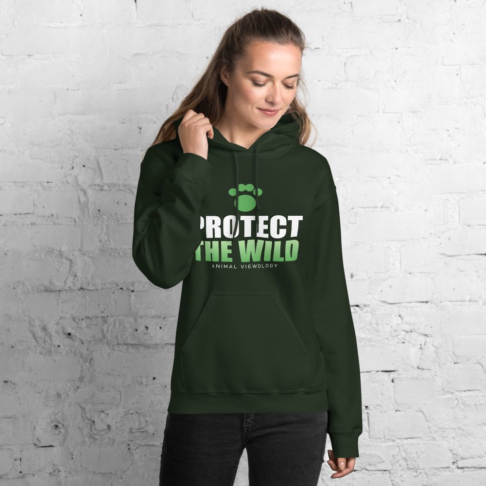 Animal Viewology Protect The Wild Hoodie in Forest Green