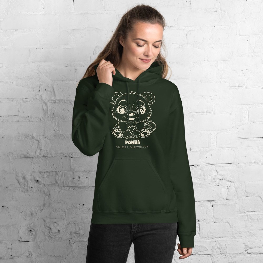 Animal Viewology Panda Sketch Hoodie in Forest Green